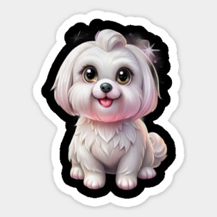 Cute Maltese Dog Cartoon | Adorable White Puppy Illustration for Dog Lovers Sticker