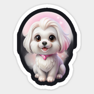 Adorable Maltese Dog Illustration – Cute White Puppy Art for Dog Lovers Sticker