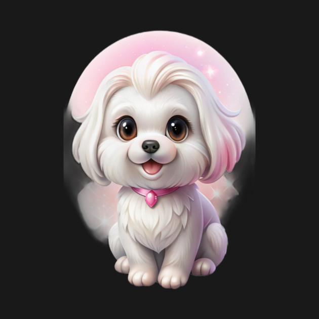 Adorable Maltese Dog Illustration – Cute White Puppy Art for Dog Lovers by IamActiveDog