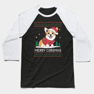 Corgi Dog Merry Corgmas Santa Corgi Ugly Christmas Baseball T-Shirt