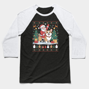 Corgi Ugly Christmas Merry Corgmas Santa Corgi Baseball T-Shirt