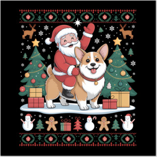 Corgi Ugly Christmas Merry Corgmas Santa Corgi Posters and Art