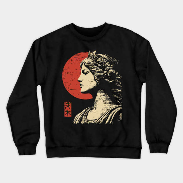 Aphrodite Greek Goddess of Love Japanese Art Style Crewneck Sweatshirt by TuncGK