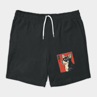 Fierce Chihuahua Portrait Vintage Japanese Art Style Shorts