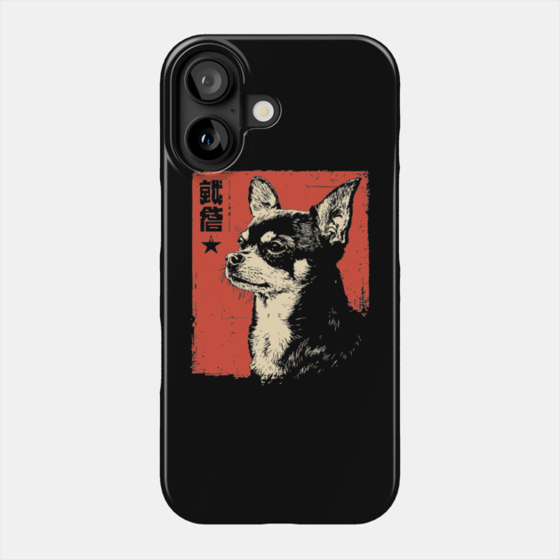 Fierce Chihuahua Portrait Vintage Japanese Art Style Phone Case by TuncGK