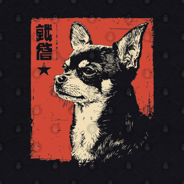 Fierce Chihuahua Portrait Vintage Japanese Art Style by TuncGK