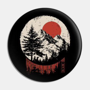 Vintage Colorado Rocky Mountains Japanese Art Style Pin