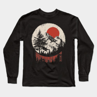 Vintage Colorado Rocky Mountains Japanese Art Style Long Sleeve T-Shirt