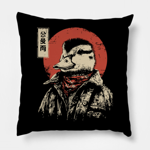 The Duck Rancher Cool Duck with Bandana Art Pillow by TuncGK