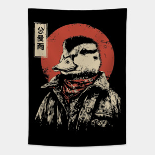 The Duck Rancher Cool Duck with Bandana Art Tapestry