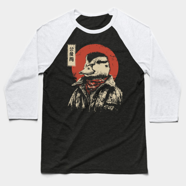 The Duck Rancher Cool Duck with Bandana Art Baseball T-Shirt by TuncGK