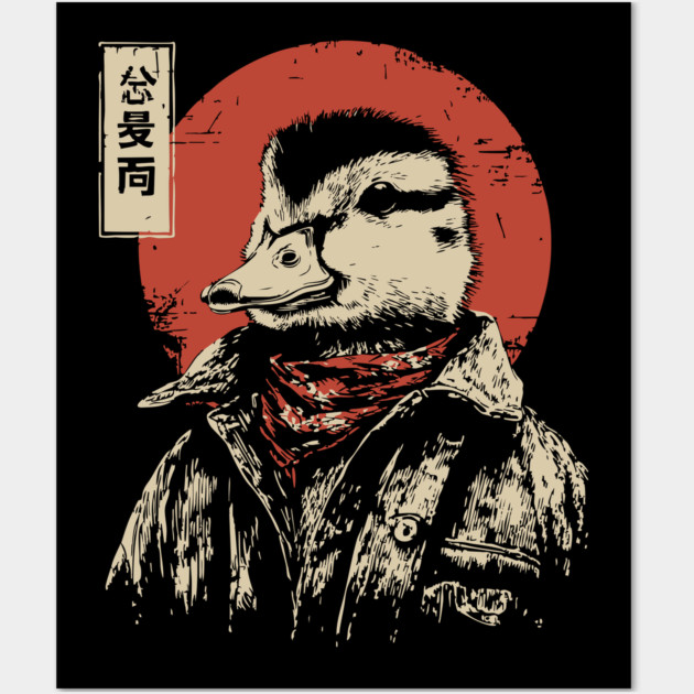 The Duck Rancher Cool Duck with Bandana Art Wall Art by TuncGK