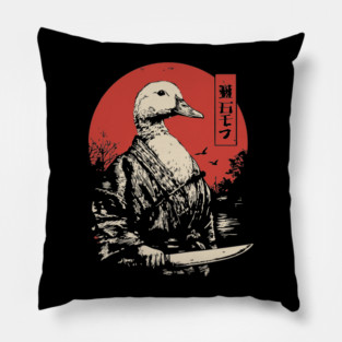 Menacing Duck with Knife Meme Japanese Ukiyo-e Pillow