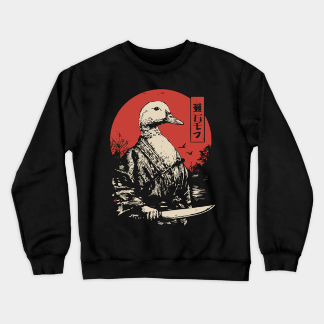 Menacing Duck with Knife Meme Japanese Ukiyo-e Crewneck Sweatshirt by TuncGK