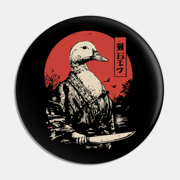 Menacing Duck with Knife Meme Japanese Ukiyo-e Pin by TuncGK