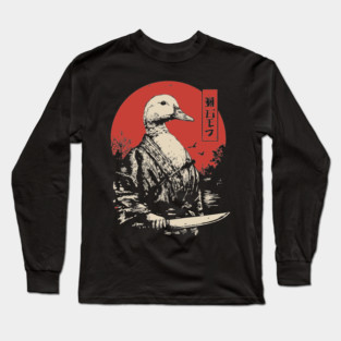 Menacing Duck with Knife Meme Japanese Ukiyo-e Long Sleeve T-Shirt