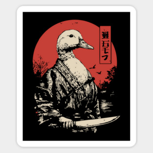 Menacing Duck with Knife Meme Japanese Ukiyo-e Magnet