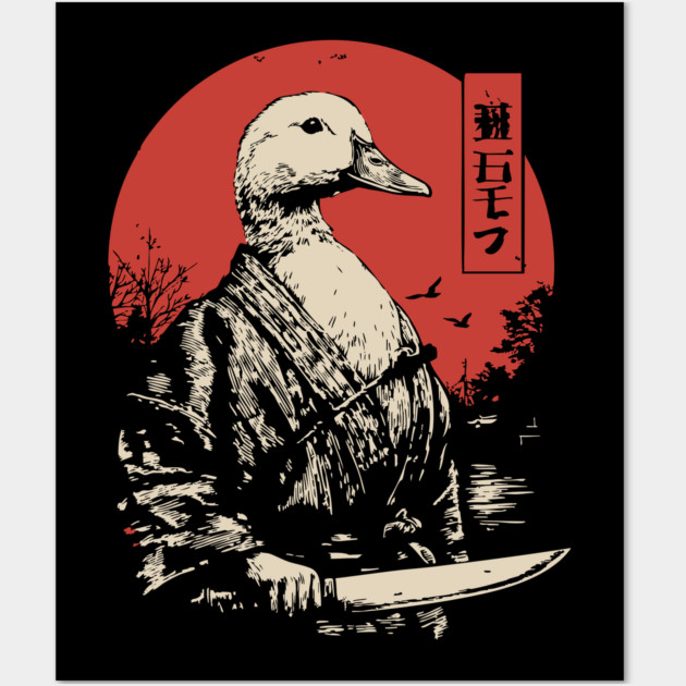 Menacing Duck with Knife Meme Japanese Ukiyo-e Wall Art by TuncGK