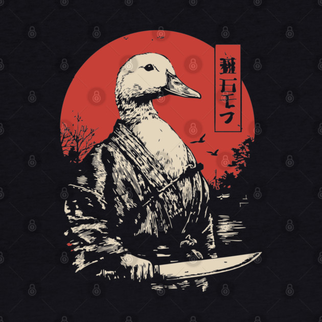 Menacing Duck with Knife Meme Japanese Ukiyo-e by TuncGK