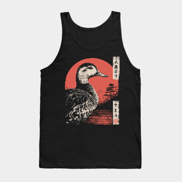Serene Duck by the Water Vintage Japanese Art Tank Top by TuncGK