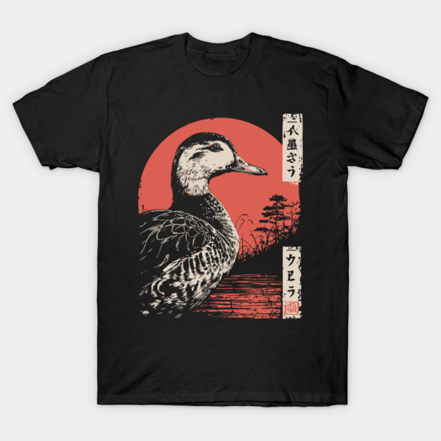 Serene Duck by the Water Vintage Japanese Art T-Shirt by TuncGK