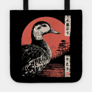 Serene Duck by the Water Vintage Japanese Art Tote