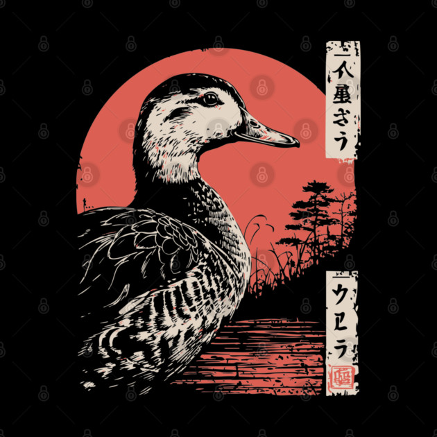 Serene Duck by the Water Vintage Japanese Art by TuncGK