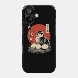 Serene Duckling and Eggs Japanese Cherry Blossom Art Phone Case
