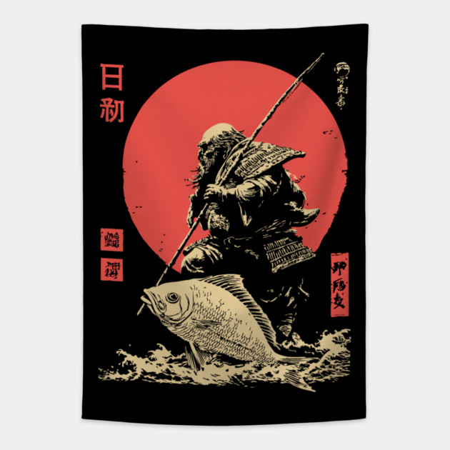 Ebisu Japanese God of Luck and Fishermen Vintage Tapestry by TuncGK