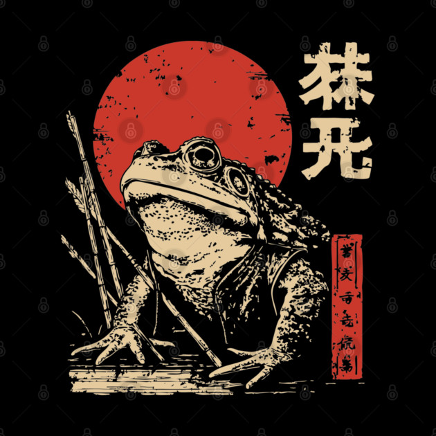 Epic Zen Frog in a Swamp Japanese Ukiyo-e Art by TuncGK