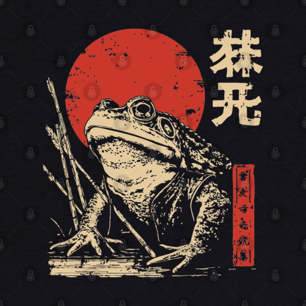 Epic Zen Frog in a Swamp Japanese Ukiyo-e Art by TuncGK
