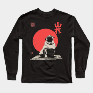 The Majestic Fat Pug Vintage Japanese Style Art Long Sleeve T-Shirt