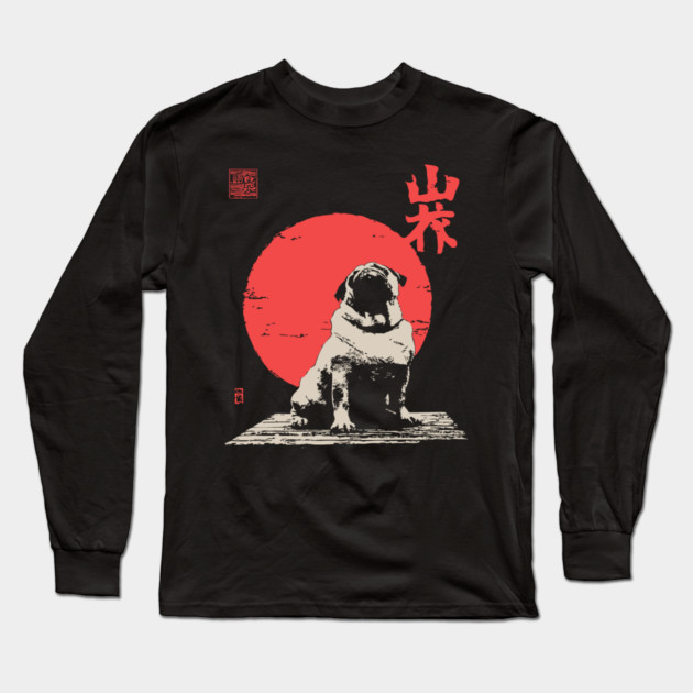 The Majestic Fat Pug Vintage Japanese Style Art Long Sleeve T-Shirt by TuncGK