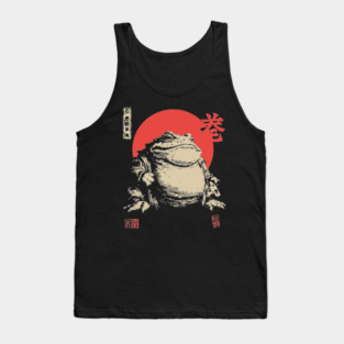The Frog King Majestic Toad Japanese Scroll Art Tank Top
