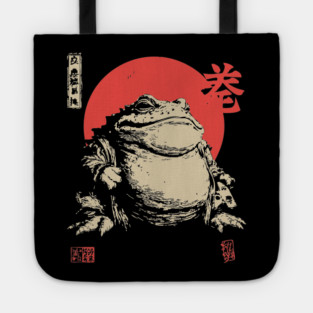 The Frog King Majestic Toad Japanese Scroll Art Tote