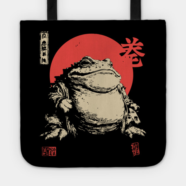 The Frog King Majestic Toad Japanese Scroll Art Tote by TuncGK