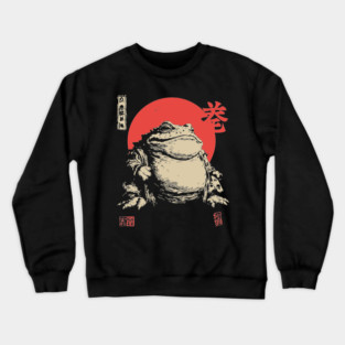 The Frog King Majestic Toad Japanese Scroll Art Crewneck Sweatshirt
