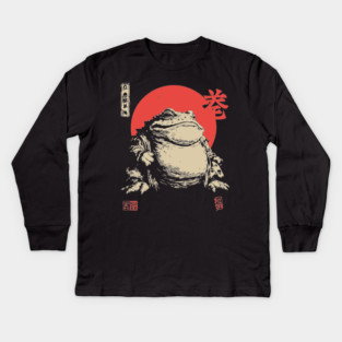 The Frog King Majestic Toad Japanese Scroll Art Kids Long Sleeve T-Shirt