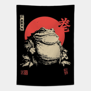 The Frog King Majestic Toad Japanese Scroll Art Tapestry