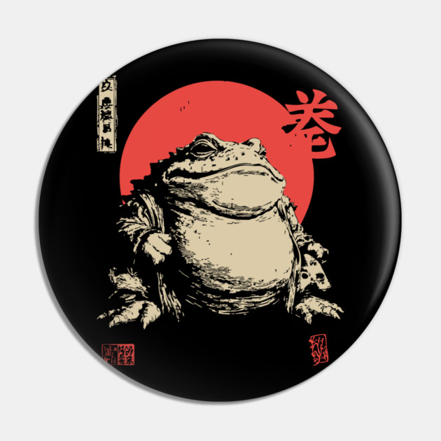 The Frog King Majestic Toad Japanese Scroll Art Pin by TuncGK