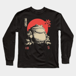 The Frog King Majestic Toad Japanese Scroll Art Long Sleeve T-Shirt