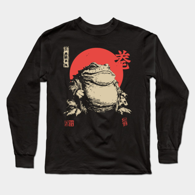 The Frog King Majestic Toad Japanese Scroll Art Long Sleeve T-Shirt by TuncGK