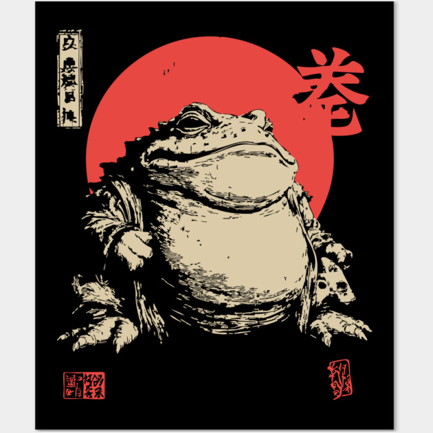 The Frog King Majestic Toad Japanese Scroll Art Wall Art by TuncGK