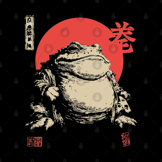 The Frog King Majestic Toad Japanese Scroll Art by TuncGK