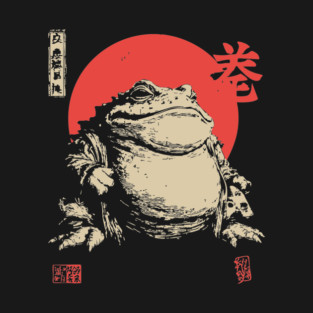 The Frog King Majestic Toad Japanese Scroll Art T-Shirt