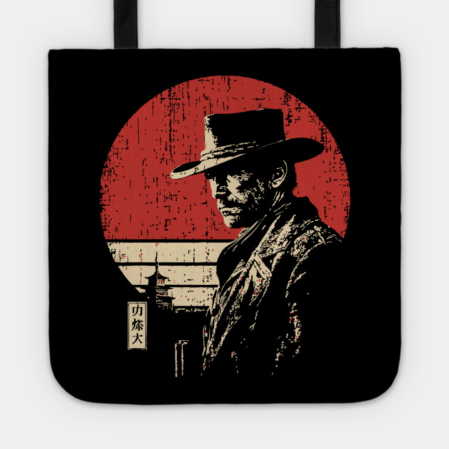 The Gunslinger Vintage Western Japanese Art Fusion Tote by TuncGK