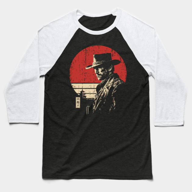 The Gunslinger Vintage Western Japanese Art Fusion Baseball T-Shirt by TuncGK