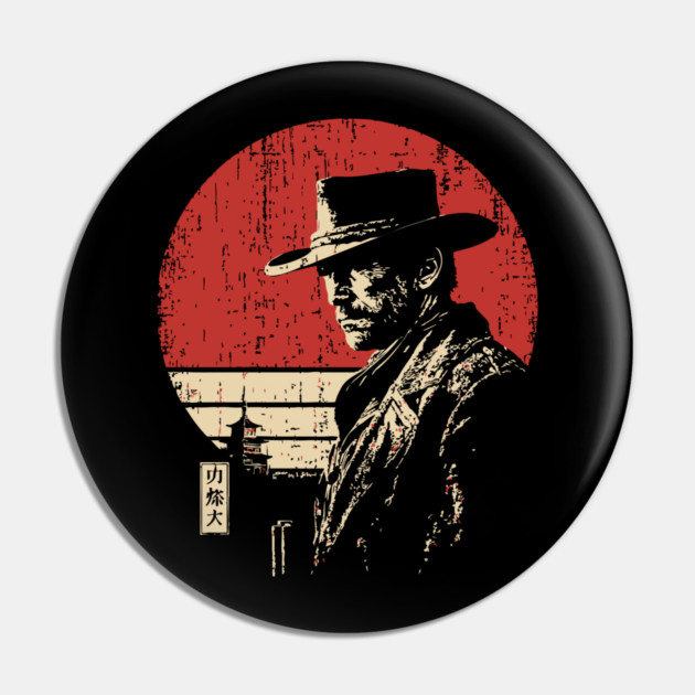 The Gunslinger Vintage Western Japanese Art Fusion Pin by TuncGK