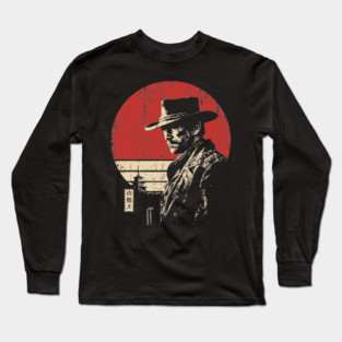 The Gunslinger Vintage Western Japanese Art Fusion Long Sleeve T-Shirt