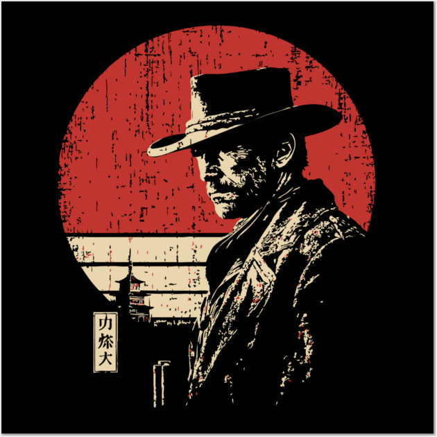 The Gunslinger Vintage Western Japanese Art Fusion Wall Art by TuncGK